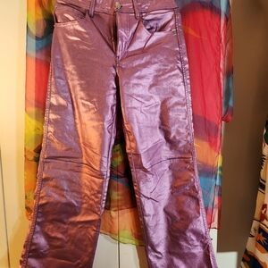 Gianni Bini Metallic Purple Stretch 5 Pocket Pants